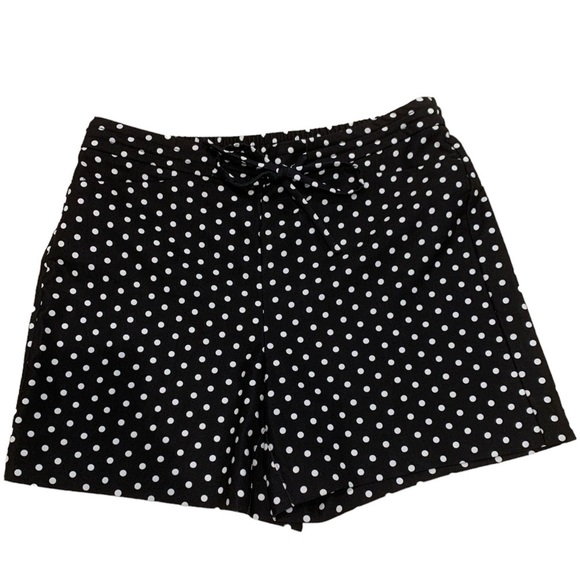 INC International Concepts Medium White Black polka dot pull on Short gathered - Picture 2 of 8